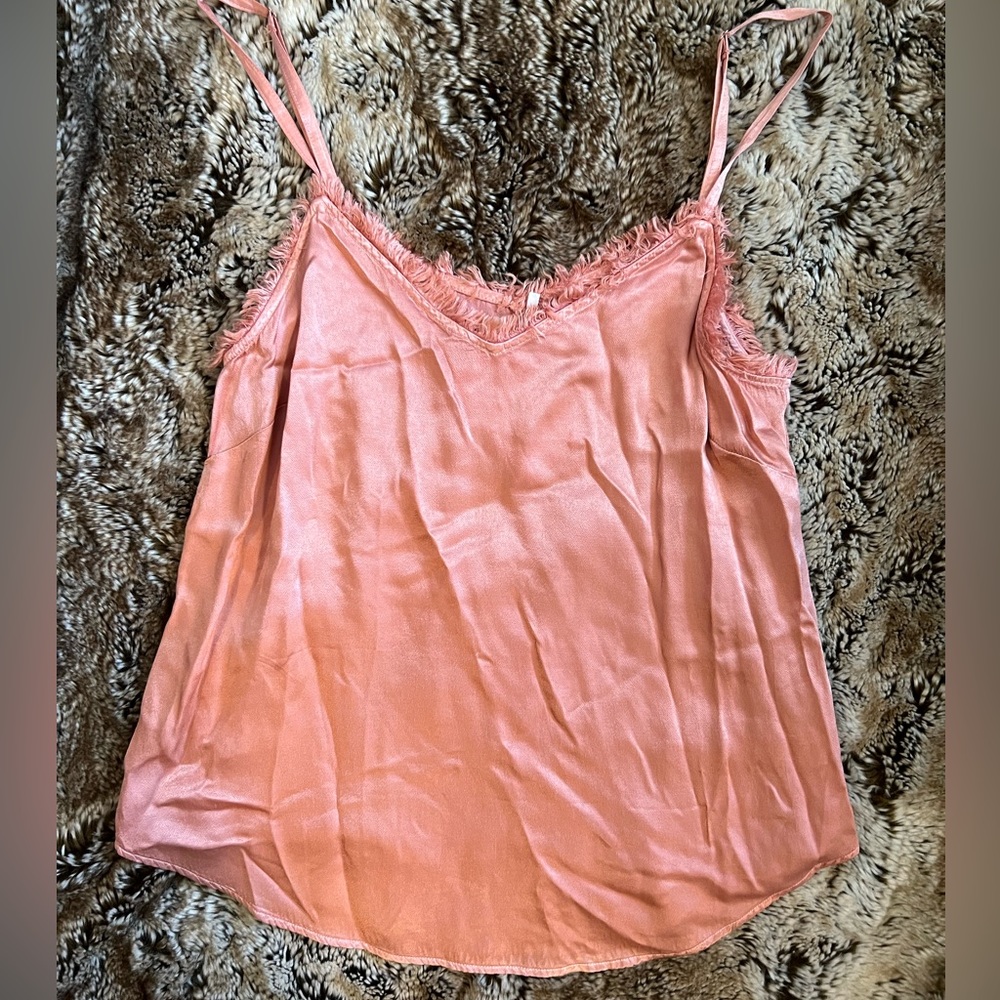 NWT Tina + Jo Pink Cami Tanktop with Fringe Trim